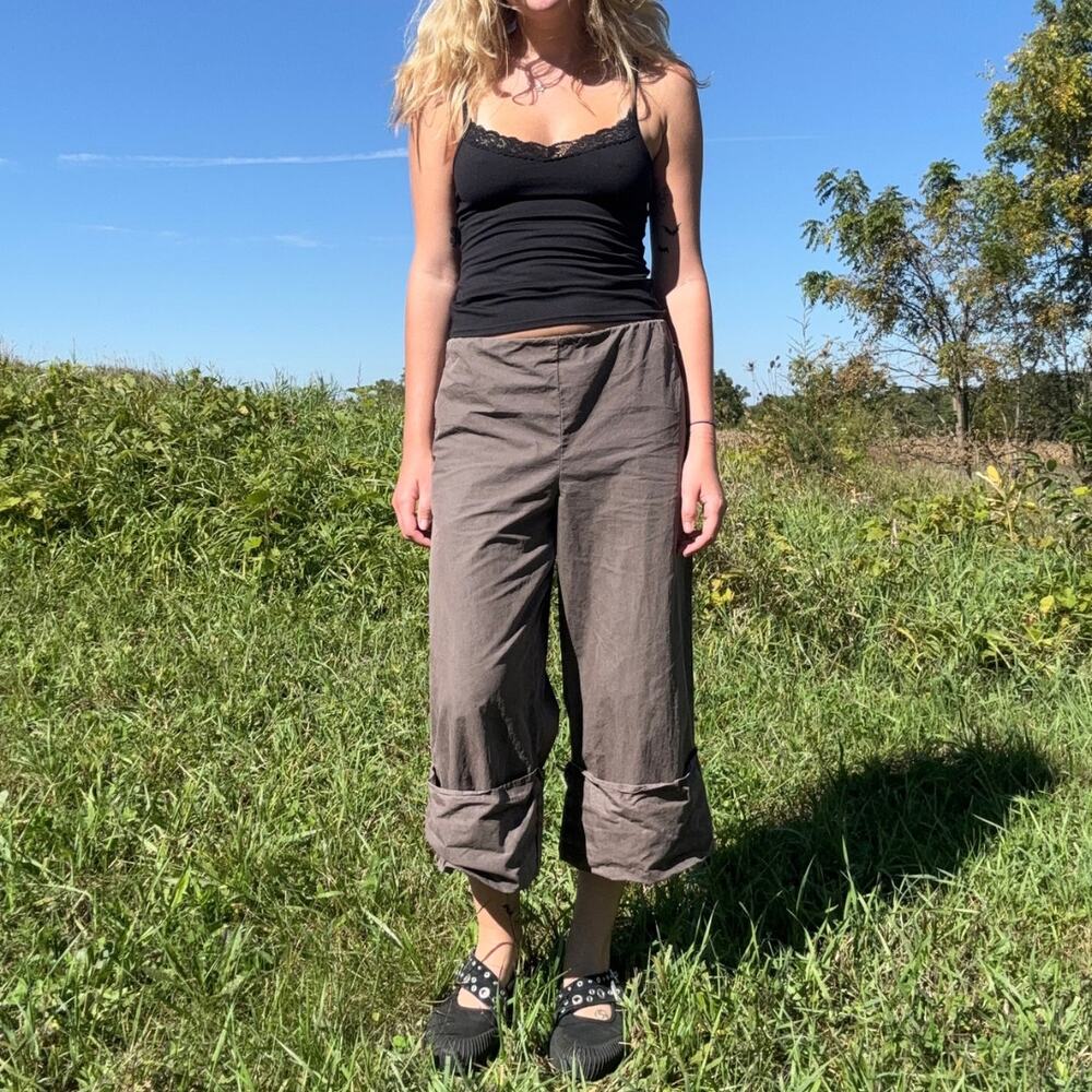 Free People Lula Cuff Pants Size XS Brown Cropped Wide Leg Culotte Capris
